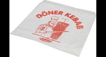 1000 Döner Kebab zakjes 16 cm x 16 cm wit vetvrij