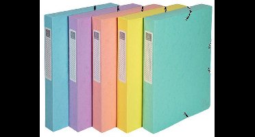 8 x Elastobox - A4, Rug 60mm, Glanskarton, Aquarel - Klasseerdoos, Archiefdoos - Geassorteerd