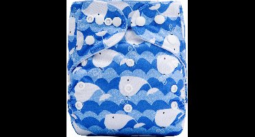 Duurzame luiers - Wasbare luier met inlegger - Herbruikbare luier - Pocket luier - 3-15 kilo - Blauw walvis