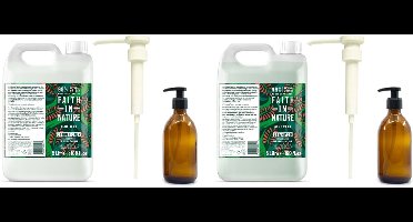 FAITH IN NATURE - Shampoo & Conditioner Aloe Vera Refill - 2x 5 Liter= 10 liter - met 2 pompjes - nu met 2 Gratis glazen refill flessen 500ml