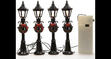 Kerstdorp Lantaarns 12 cm - 4 stuks