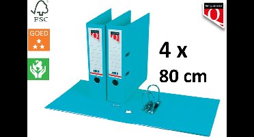 4 X Ordner Quantore - A4 - 80mm breed - PP kunststof - turquoise