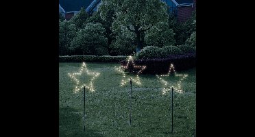 Solar kerstster priklamp buiten 'Stella' - Set van 3 stervormige priklampen - Kerstverlichting - Feestverlichting - Tuinverlichting op zonne-energie