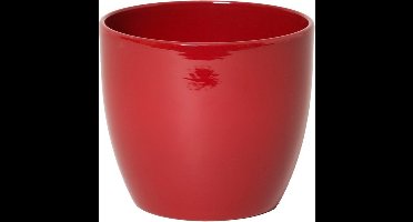 Bloempot in kleur glanzend wijnrood keramiek voor kamerplant H13.5 x D15.5 cm- plantenpotten binnen