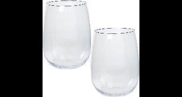 Floran Vaas Julia - Set van 2x stuks - wijd uitlopende hals - transparant - glas - 27 x 40 cm - Bloemenvazen