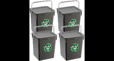 Plasticforte Opbergbox - 4x stuks - kunststof - met deksel - grijs - 5 L - 20 x 17 x 23 cm