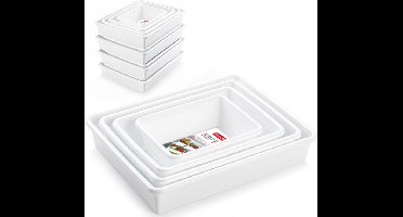 8x Koelkast opslagbakjes/organizers in verschillende maten wit - Opbergbakjes - Organizers/opbergbakken - Woonkamer/badkamer spullen opruimen