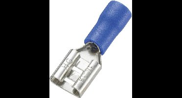 TRU COMPONENTS 745194 Platte stekker (female) Insteekbreedte: 6.4 mm Insteekdikte: 0.8 mm 180 ° Deels geïsoleerd Blauw