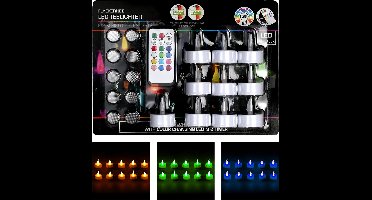 Cepewa LED LED theelichtjes -10x - gekleurd - 3,5 cm - afstandsbediening - waxinelichtjes - multicolour - kaarsjes