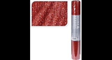 Decostof rood voor kerstbomen glitter 250 cm lengte - Loper