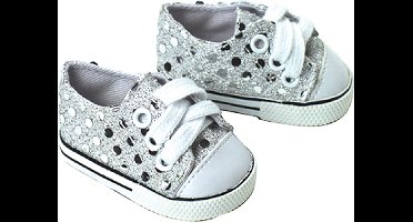 Sophia's by Teamson Kids Poppenkleding voor 45.7 cm Poppen - Sneakers - Poppen Accessoires - Zilver/Pailletten (Pop niet inbegrepen)