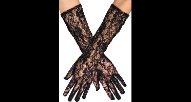 Boland - Paar kanten handschoenen Milan Zwart - Volwassenen - Vrouwen - Showgirl - Glitter and Glamour