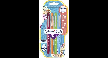 Paper Mate Flair-viltstiften | Medium punt (0,7 mm) | Diverse kleuren | 4 stuks