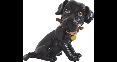 MadDeco - ludiek beeldje zwarte labrador pup - polystone - 12 cm hoog - onze kleine vriendjes