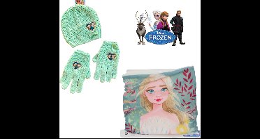 Disney Frozen set - Muts+Handschoenen+Colsjaal - Groen - Maat 54 cm (5-8 jaar)