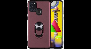Hoesje Geschikt Voor Samsung Galaxy A21S hoesje Shockproof Armor case - back cover – TPU – Wijn Rood