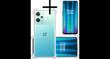 Hoesje - Met Screenprotector - Geschikt voor OnePlus Nord CE 2 Lite - Sterk & Shockproof - Siliconen Case - Back Cover - Telefoon Hoes - Shock Proof - Transparant