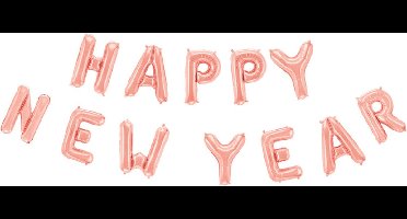 Happy New Year Folieballon 41cm Rosé Goud