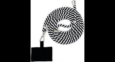 Universele verstelbare telefoonkoord - zwart wit gestreept - 150 cm