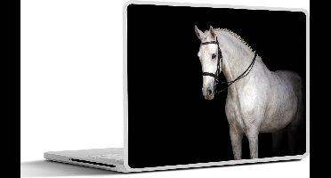 Laptop sticker - 14 inch - Paard - Wit - Zwart - 32x5x23x5cm - Laptopstickers - Laptop skin - Cover