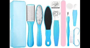 ***Pedicuur XL Set - Blauw - Eeltrasp - Verharde huid verwijderaar - van Heble®***