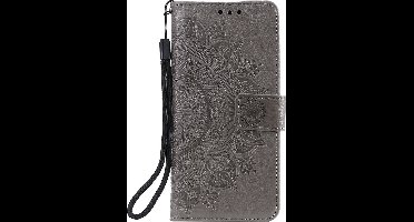 Shop4 - OnePlus Nord CE 2 5G Hoesje - Wallet Case met Pasjeshouder Mandala Patroon Grijs