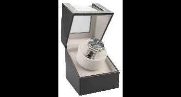Lowander Watchwinder voor 1 horloge - Automatische horloge opwinder - Luxe horlogebox met stil mechanisme - Kunstleer - Werkt op batterijen of netstroom - Zwart / grijs - Inclusief schoonmaakdoekje en adapter