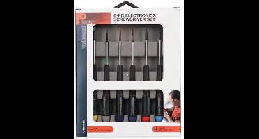 Velleman Precisieschroevendraaierset, 6-delig, sleufkop/phillips, chroom-vanadium, magnetisch, zwart