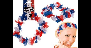 Kinky Pleasure Hawai Style Bloemen Krans voor op je hoofd 30cm en uit rekbaar Kleuren in style Fransen Flag