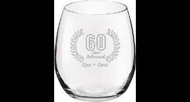 Gegraveerde Drinkglas 39cl Opa + Oma 60 jaar getrouwd