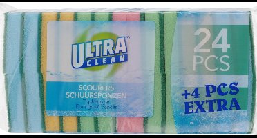 Schuursponsjes / schoonmaaksponsjes - 24x stuks - 8 x 5 cm - schoonmaken