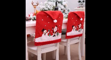 Kerst stoelhoes - Woondecoratie - Kerstdecoratie - Kerstmutsjes - Diner - Bestek - Mes & Vork - Stoelhoes kerst diner tafel - 2 persoons