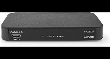 Nedis Digitale Audioconverter - 2-wegs - Ingangen audio / video / data: DC Power / 1x HDMI Input - Uitgangen audio / video / data: 1x 3.5 mm / 1x TosLink / 3x HDMI Output - Automatisch / Drukknop