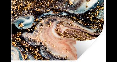 Muurstickers - Sticker Folie - Marmerlook - Goud - Zwart - Glitter - Chic - 30x20 cm - Plakfolie - Muurstickers Kinderkamer - Zelfklevend Behang - Zelfklevend behangpapier - Stickerfolie