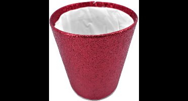 Gerimport Plantenmand - rood glitter - bloempot - 15 x 14 cm - kerst