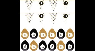 Haza - Verjaardag 18 jaar feestartikelen pakket vlaggetjes/ballonnen