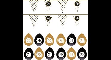 Haza - Verjaardag 20 jaar feestartikelen pakket vlaggetjes/ballonnen