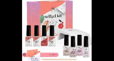 PN Selfcare Gellak Starterspakket Compleet - Nagellak gel - 1 Atomic Red + 4 Nude Gellak Kleuren - LED Lamp, Manicure Set & Nageltools - 8 x 6ml Gel Nagellak - Vegan & Hema Vrij