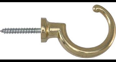 Schroefhaak Borst 42mm messing gelakt