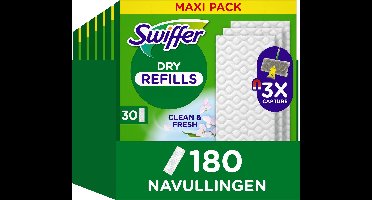 Swiffer Dry Vloerreiniger Vloerdoekjes - 6 x 30 navullingen voor Swiffer Vloerwisser