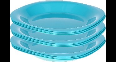 Plasticforte Verjaardag/kinderen/camping borden - 12x stuks - Dia 21 cm - blauw - kunststof - onbreekbaar