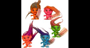 5x kleine trollen van de Trollenset figuurtjes (Trolls 5 cm)