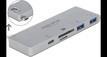 3 Poorthub en 2 slotkaartlezer voor MacBook met PD 3.0 en intrekbare USB Type-C-verbinding