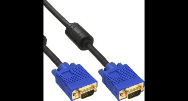 InLine® S-VGA kabel Premium, 15-pins HD male / male, zwart, 15m