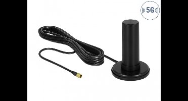 5G LTE Antenne SMA -plug 0 - 3 DBI Vaste omnidirectioneel met magnetische basis- en verbindingskabel RF195 3 M Buiten zwart