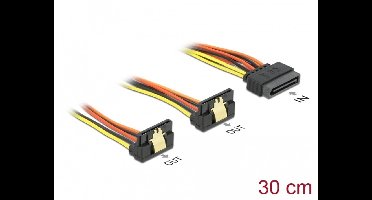 Kabel SATA 15 pin Power plug met vergrendelingsfunctie> 2 x SATA 15 -pins Power Contact 30 cm