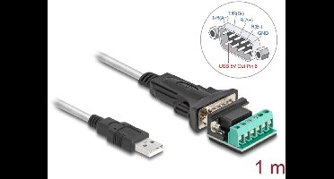 Delock Adapter USB 2.0 Type-A to 1 x Serial RS-422/485 male with 6 pin terminal block 5 V 1 m