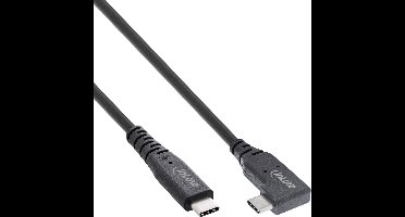 InLine USB-C Kabel - USB4 - Een kant haaks - 240W PD - 1 meter - Zwart