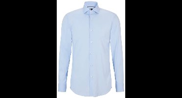 BOSS Hank slim fit overhemd - popeline - blauw - Strijkvriendelijk - Boordmaat: 40