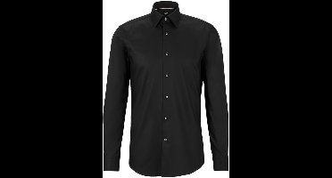 BOSS Hank slim fit overhemd - popeline - zwart - Strijkvriendelijk - Boordmaat: 39
